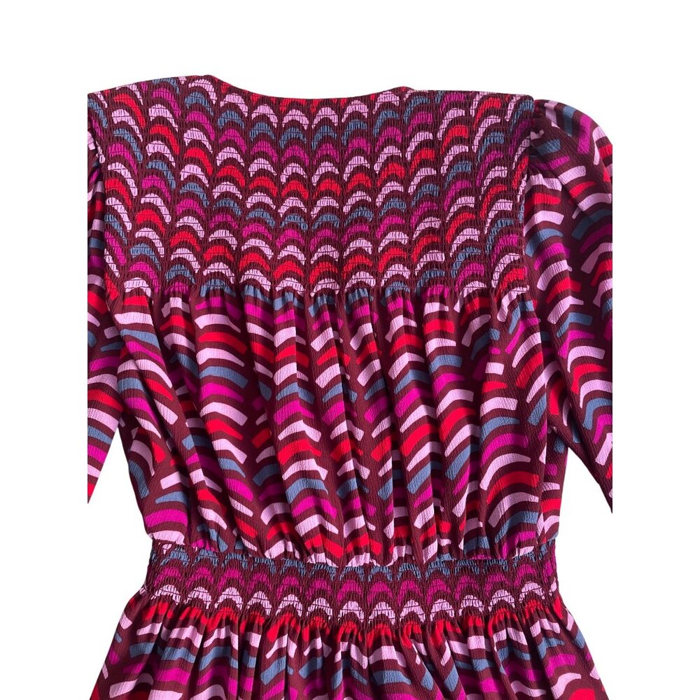 Kate Spade Womens Small Rawr Panther Cat Smocked Bishop Sleeve V neck Mini Dress - Picture 10 of 10